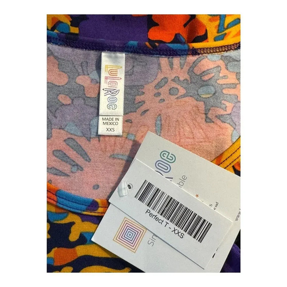 NEW‎ LuLaRoe Women's 2XS Geometric Print Perfect T Multicolor Casual Top NWT - Picture 4 of 7